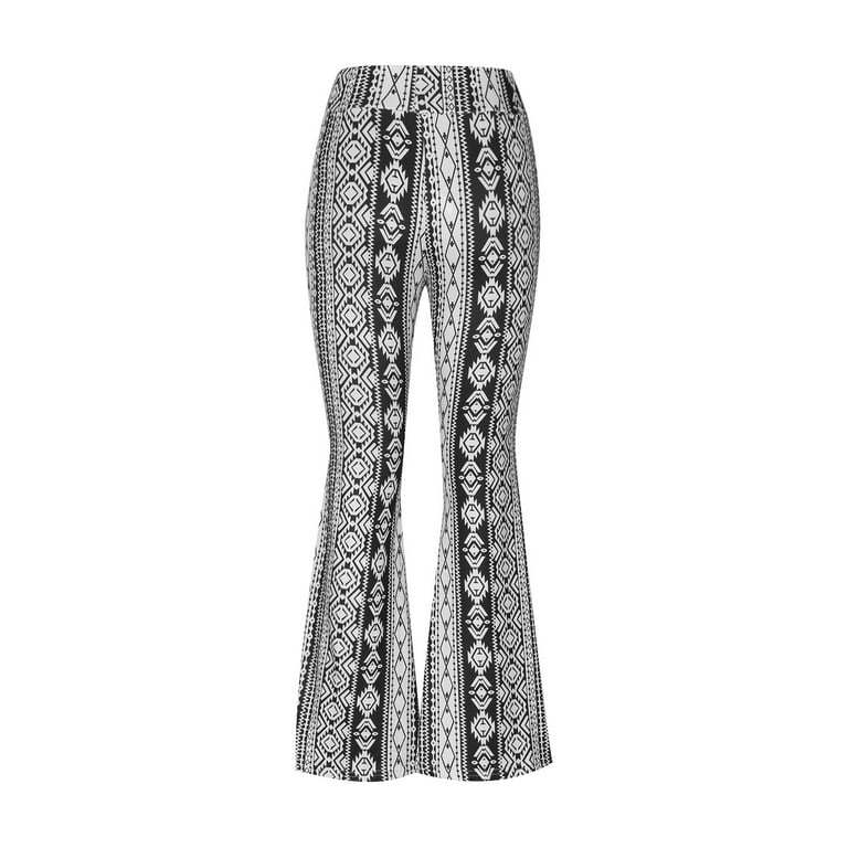 QATAINLAV Flared Hippie Pants for Women Print Stretch Bell QATAINLAV Flared Hippie Pants for Women Print Stretch Bell