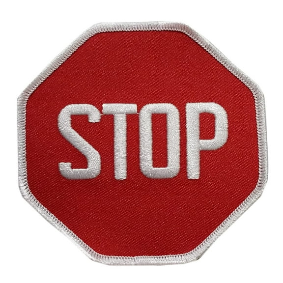 Stop Sign Embroidered Sew On Patch - 3 1/2" X 3 1/2"