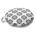 thumbnail image 1 of Monochrome Round Floor Cushion with Handle, Rose Flower Petals Motif in Monochrome Minimalist Tones Modern Bohemian, Decorative Pillow for Living Room & Dorms, 18" Round, Black and White, by Ambesonne, 1 of 4