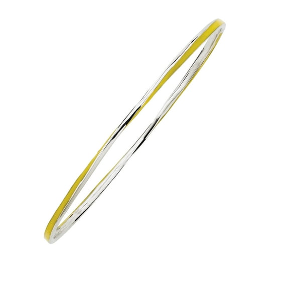 Sterling Silver Twisted Yellow Enamel Bangle