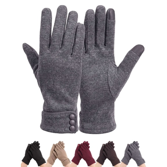 Deago Womens Winter Warm Gloves With Sensitive Touch Screen Texting Fingers, Fleece Lined Windproof Gloves (Gray)