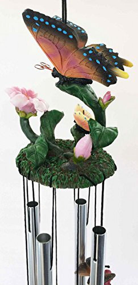 Mariposa Butterfly Flitting On Petal Resonant Relaxing Wind Chime Garden Patio