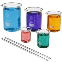 Glass Beakers Set - Science, Chemistry Classroom Supplies - Borosilicate Glass - Education, Research Equipment for Industrial and Academic Labs (50-600mL, 5-Pack)