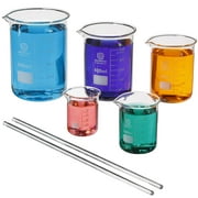 Glass Beakers Set - Science, Chemistry Classroom Supplies - Borosilicate Glass - Education, Research Equipment for Industrial and Academic Labs (50-600mL, 5-Pack)