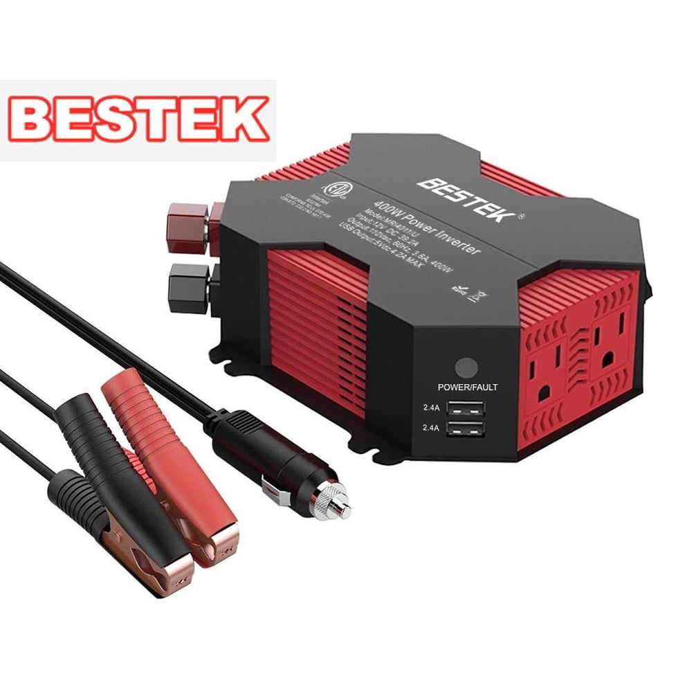 BESTEKPower Inverter DC 12V to AC 110V Car Adapter with 5A 4 USB