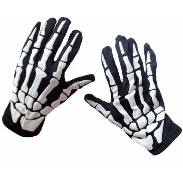 Guantes de mano de esqueleto de Halloween, guantes de dedo completo de hueso de calavera unisex, para disfraz de Halloween, Cosplay, hombres, mujeres, accesorios para niños BANYUO Electrónica