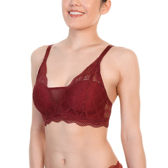 Angelina Wire-free, Padded Full Coverage Bras with Lace Detail (12-Pack)