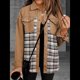 thumbnail image 5 of Chaqueta Vaquera Estilo Boyfriend, Informal, de Larga, con Botones y Bolsillos, para Mujer Caqui Oscuro L, 5 of 9