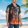 thumbnail image 3 of JUNZAN Astronaut Cosmic Rainbow Pattern Hawaiian Shirt for Men,Summer Beach Casual Short Sleeve Button Down Shirts-Medium, 3 of 5