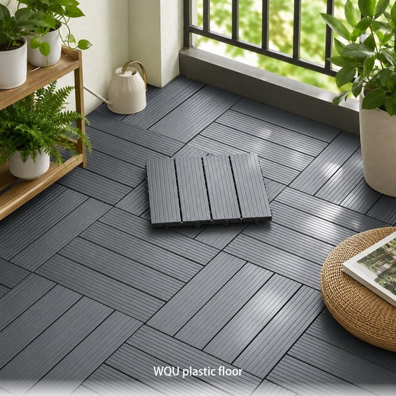 10pcs 12"x12" Plastic Interlocking Patio Deck Tiles