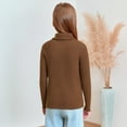 thumbnail image 3 of Girls Turtleneck Long Sleeve Ribbed Pullover Knit Top Lightweight Stretchy Youth Sweater for Casual Daily Wear, 3 of 6