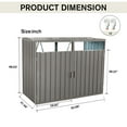 thumbnail image 6 of Garbage Bin Shed Stores 2 Trash Cans Metal Outdoor Bin Shed for Garbage Storage,rust-proof and scratch- resistant,Stainless Galvanized Steel, Bin Shed for Garden Yard Lawn,Grey, 6 of 7