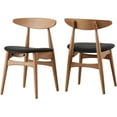 thumbnail image 3 of Chelsea Lane Mid Century Modern Black Faux Leather Wood Side Chairs, Set of 2, Ash Finish, 3 of 5
