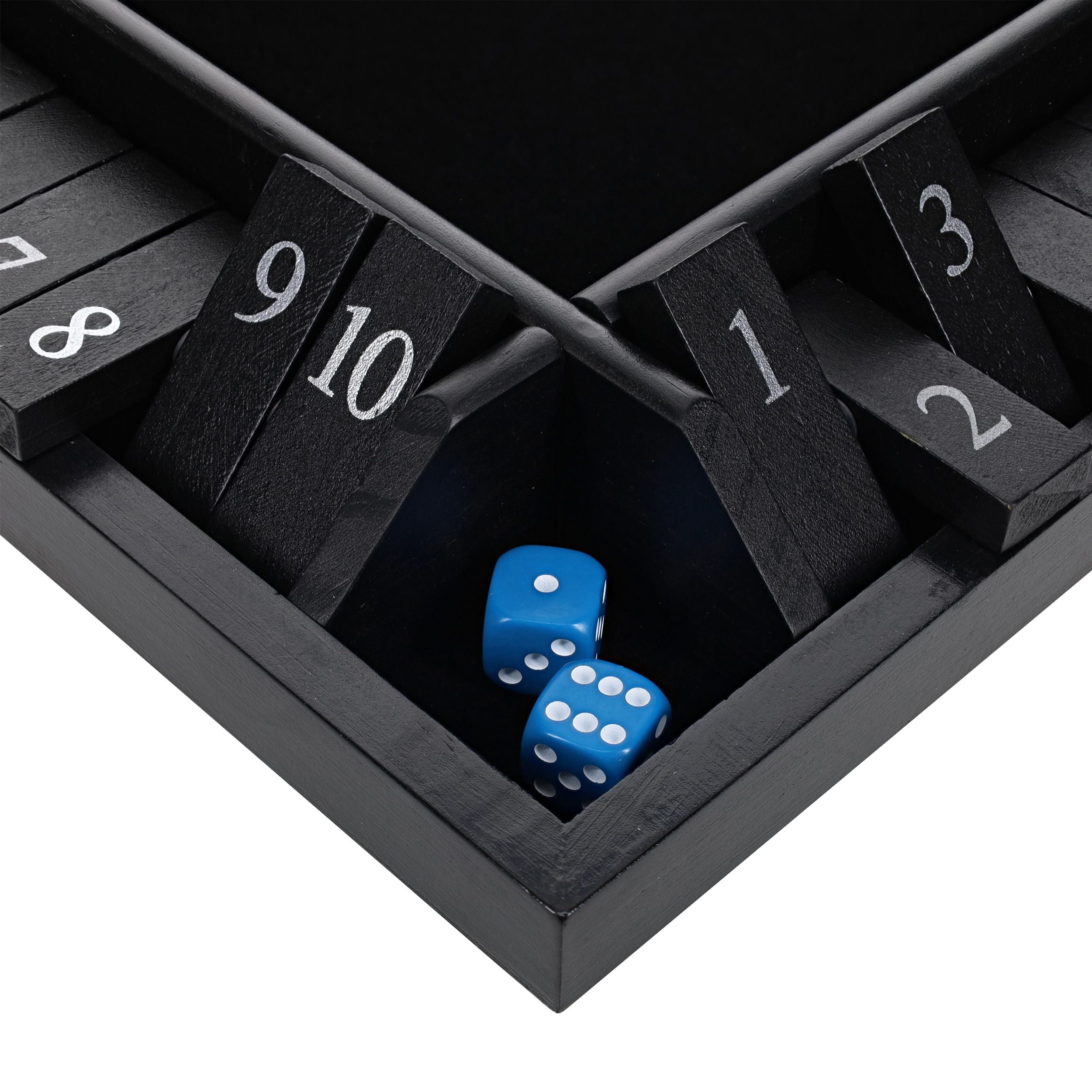 WE Games 4 Player Shut The Box Dice Game - Black Stained Wood - 14 In.