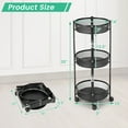 thumbnail image 2 of Gymax 3-Tier Rotating 1-Second folding Storage Rack Metal Rolling Utility Cart Round, 2 of 10