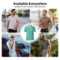 thumbnail image 5 of Picia Turquoise watercolor Print Men's Polo Shirt, Two-Button Closure Pique Polo Shirt, Summer Fashion Golf Shirt-Large, 5 of 6