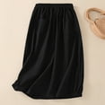 thumbnail image 4 of Brondbend Women's Skirts Midi Skirt Solid Color Tie Button Pocket Mid-Calf Skirt Trendy Skirts Lightweight Skirt Street Festival Gift Black Skirt for Women Size-L, 4 of 6
