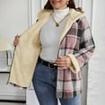 thumbnail image 4 of Winter Plaid Fleece Hooded Jackets for Women Fashion Casual Zip up Long Sleeves Warm Coat, 4 of 6