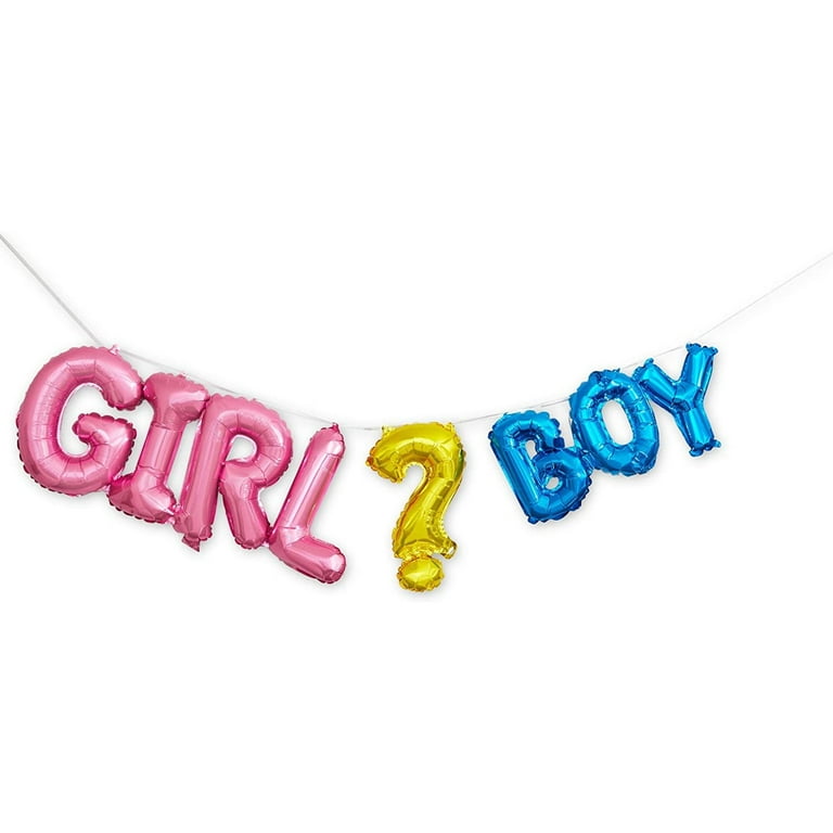 Baby Gender Reveal Party Decorations, Boy Girl Banner and Foil Balloon, 100  Pcs Blue Pink Boy or Girl Balloons, Tinsel Foil Fringe Curtains Backdrop
