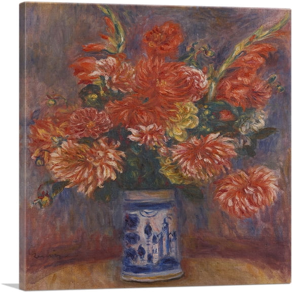 ARTCANVAS Dahlias 1918 Canvas Art Print by Pierre-Auguste Renoir - Size: 18" x 18" (0.75" Deep)