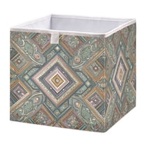 Foldable Fabric Storage Bin Home Cubes Clothing Organizer Bins Large Collapsible Box Basket for Home Organizer Intricate Brown Batik Pattern