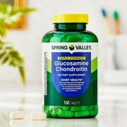 Spring Valley Triple Strength Glucosamine Chondroitin Joint Health Dietary Supplement Tablets, 160 Count
