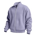thumbnail image 3 of Fmbrln Mens Zip Up Sweatshirt Knit Long Sleeve Stand Collar Jacket Fall Winter Casual Solid Color Tops Purple XL, 3 of 6