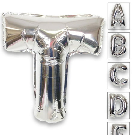 - Just Artifacts Shiny Silver (30-inch) Decorative Floating Foil Mylar Balloons - Letter: T - Letter and Number Balloons for any Name or Number Combination!