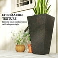 thumbnail image 4 of Outsunny 28" Tall Planters, Set of 3 Plastic Flower Pots with Marble Finish and Drainage Holes, Stackable Tapered Outdoor Planters, Brown, 4 of 9