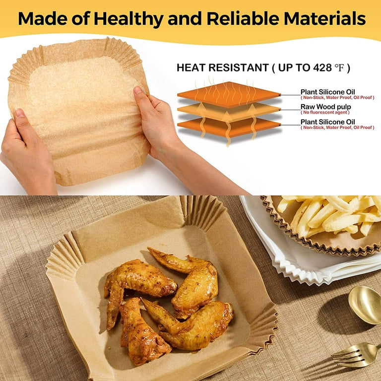 Air Fryer Paper Liners Disposable: 8 inch Max XL Large Cooker Air Fryer Disposable Paper Liners, 100pcs Oil Proof Parchment Sheets Round Basket Bowl
