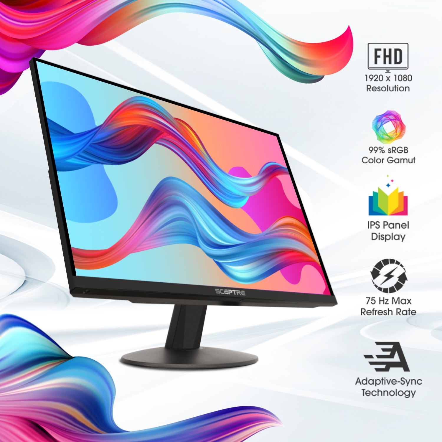 Sceptre IPS 27-inch Computer Monitor 1080p 75Hz HDMI Built-in Speakers, Machine Black (E275W-FPT)