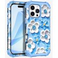 thumbnail image 2 of Casetego Phone Case for iPhone 16 Pro Max,Colorful Retro Oil Painting Print Flower Design Cute Floral Blossom Phone Cover Stylish Protective Phone Case for Girls Women,Blue, 2 of 9
