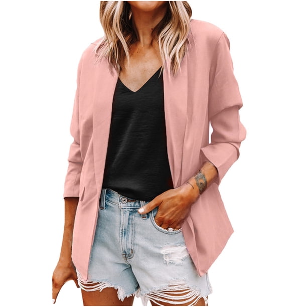 Blazer Chaquetas para Mujer Casual Manga Larga Sólido Turndown Collar Botones Moda Abrigo Odeerbi ODB-5
