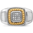 thumbnail image 5 of Sterling Silver With 10K Yellow Gold Men's Dia. Ring (Size 11) Made In India qr5107-11, 5 of 5