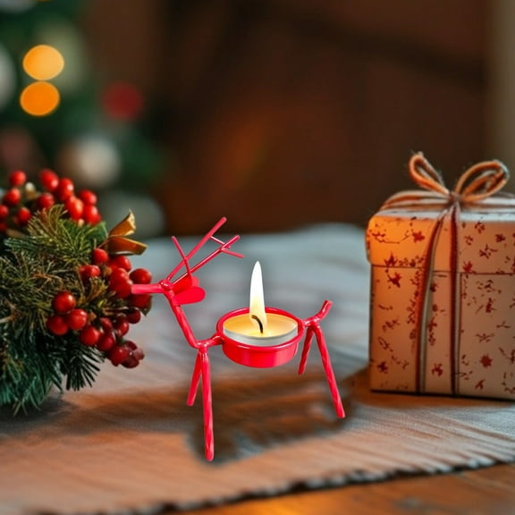 Deer Candle Holder Metal Tealight Holder - 5 Inch Iron Deer Sculpture for Tealight Candles, Rustic Farmhouse Christmas Decor for Mantel Table Centerpiece, Elegant Animal Themed Holiday Gift Idea
