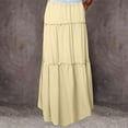 thumbnail image 4 of Fnooota Womens Maxi Skirts with Ruffled, High-waisted Drawstring Summer Vacation Long Skirts for Women Yellow Size XL, 4 of 6