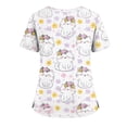 thumbnail image 4 of LHVUOA Plus Size Scrubs for Women Stretch Funny Kitty and Clouds Print Short Sleeve V Neck Working Uniform with Pockets, 4 of 4