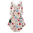 thumbnail image 4 of Christmas Dresses for Women Women's Fashion Elegant Autun And Winter Long Sleeve V-Neck Christmas Print Dress for Holiday Party,Light pink,2XL, 4 of 4