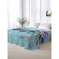 thumbnail image 5 of Spring Purple Flowers Twim Size Flat Sheet, Wrinkleproof & Fadeproof Cooling Flat Bed Sheet Only, Floral Mottled Teal Wall Retro Breathable Soft Bedding Top Sheets 66 x 96 Inches, 5 of 8