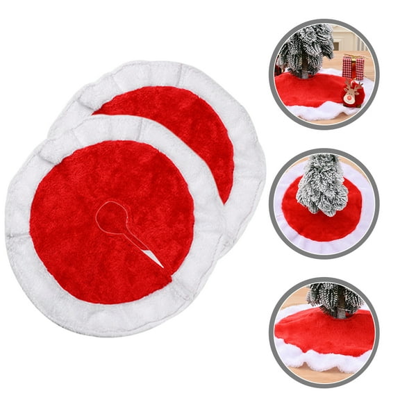 WHAMVOX 2Pcs Festival Decor Mini Christmas Tree Skirt for Indoor and Outdoor Use 38x0.3937in