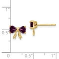 thumbnail image 3 of Real 14kt Yellow Gold Gold Polished Rhodolite Bow Post Earrings; for Adults and Teens; for Women and Men, 3 of 3
