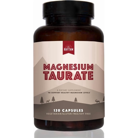 Natural Rhythm Magnesium Taurate Supplement for Heart Health, Muscle and Nerve Support, 120 Capsules