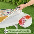thumbnail image 5 of Pioneer Flower Floral Print Pattern Round Fitted Tablecloth with Elastic Edge,Dining Table Cover Waterproof,Outdoor Round Tablecloth for Camping,Dining,Indoor and Outdoor, 5 of 7