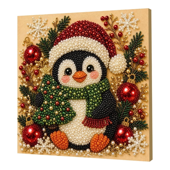 DIY Christmas Pearl Diamond Painting Art Kit , Christmas Pearl Beads Art Craft for Adults Beginner, Gemstone Diamond Dots Beads for Home Wall Decor, Healing Stress-Relieving