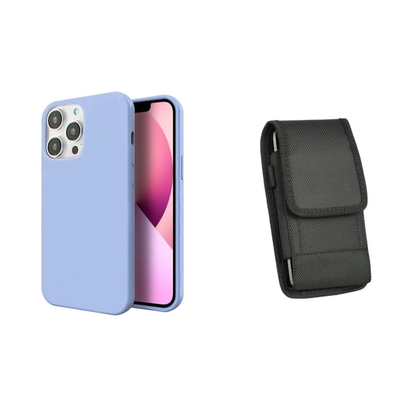 Slim Silicone Case and Belt Holster Pouch for iPhone 14 Pro Max - Lavender