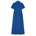 thumbnail image 4 of Linen Dress for Women 2026 Summer - Short Sleeve Button Up Flowy A-Line Pleated Front Lapel Collared Casual Maxi Dress, 4 of 5