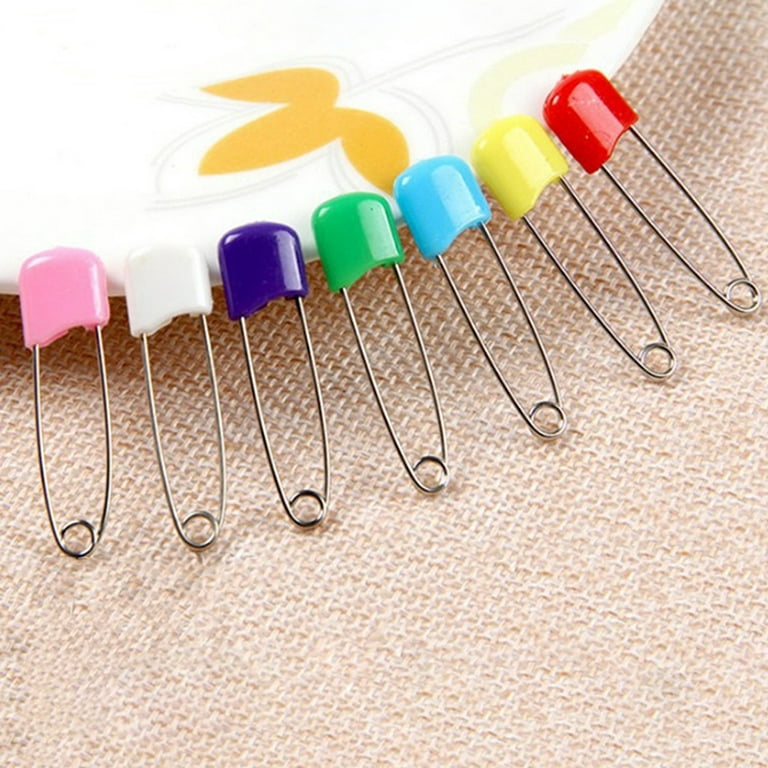 50pcs Safety Pins Baby Diaper Pin Nappy Pin Bibs Pins Plastic Head Clothing  Pins 