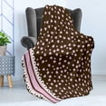 thumbnail image 4 of Chocolate Soft Flannel Fleece Blanket, Lace Stripe Heart Filled Romantic Pattern on Abstract Brown Background, Cozy Plush for Indoor and Outdoor Use, 50" x 70", Pale Pink Brown White, by Ambesonne, 4 of 5