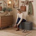 thumbnail image 3 of Gianna 30 Inches Folding Storage Ottoman Bench, Storage Chest, Foot Rest Stool, Bedroom Bench with Storage, Gray, 3 of 8