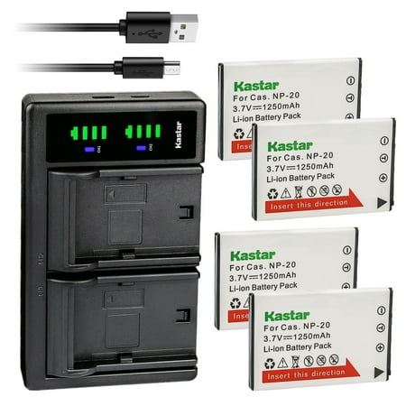 Kastar 4-Pack Battery and LTD2 USB Charger Replacement for Casio Exilim EX-S600 Exilim EX-S770 Exilim EX-S880 Exilim EX-Z11 Exilim EX-Z12 Exilim EX-Z3 Exilim EX-Z4 Exilim EX-Z5 Exilim EX-Z6